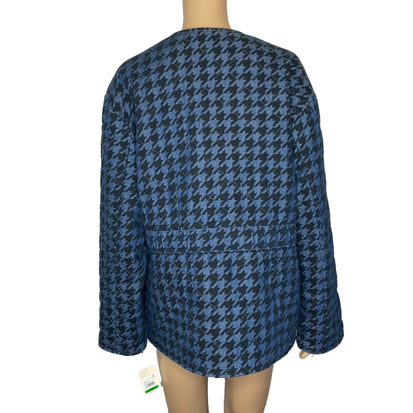 Women's Large Anne Klein Chambray Houndstooth Zip Denim Jacket NEW - Picture 4 of 7
